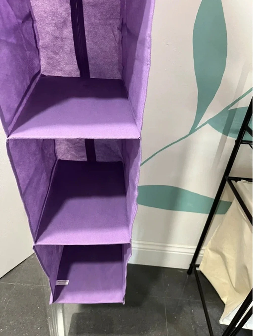 Purple hanging shelf shoe organizer storage